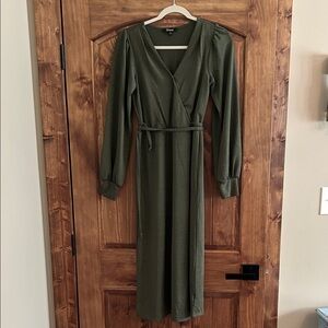 Trixxi Olive Long Sleeve Wrap Dress